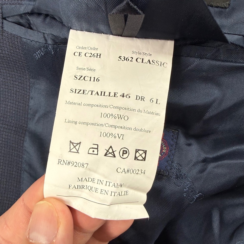 Ermenegildo Zegna Blazer Mens 46L Navy Blue Wool Saks Fifth Avenue Traveller - Picture 11 of 16